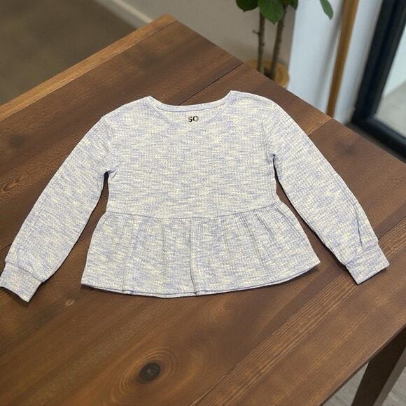 SO® Other - Girls SO® Blue Long Sleeve Peplum Top Size L 10-12 Pullover Blouse